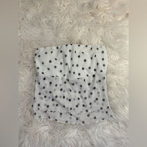 Silence + Noise Polka Dot Tube Top Ruffle Strapless Blouse Top Dainty Whimsy